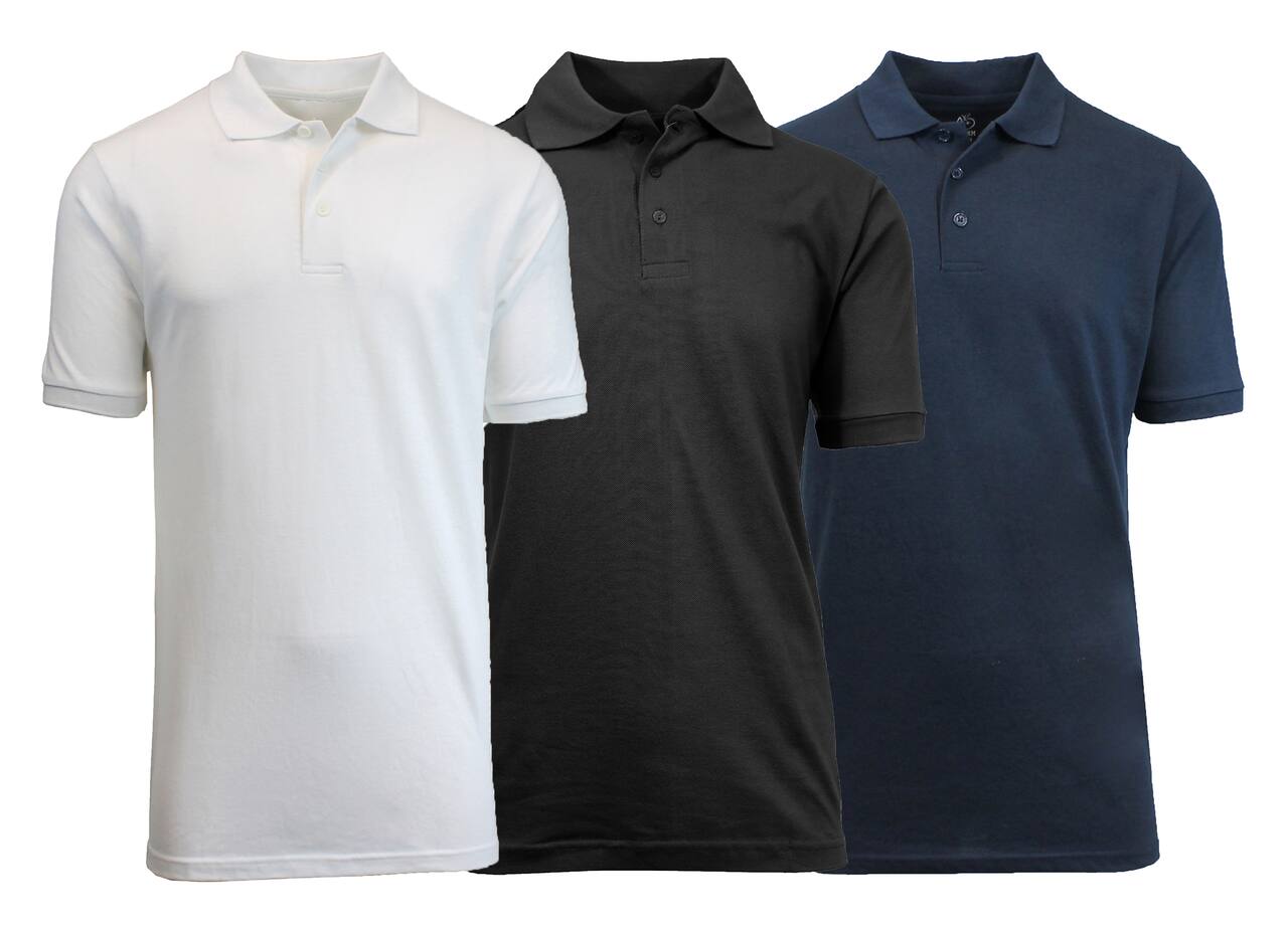Galaxy By Harvic Short Sleeve Men's Pique Polo Shirt 3 Pack